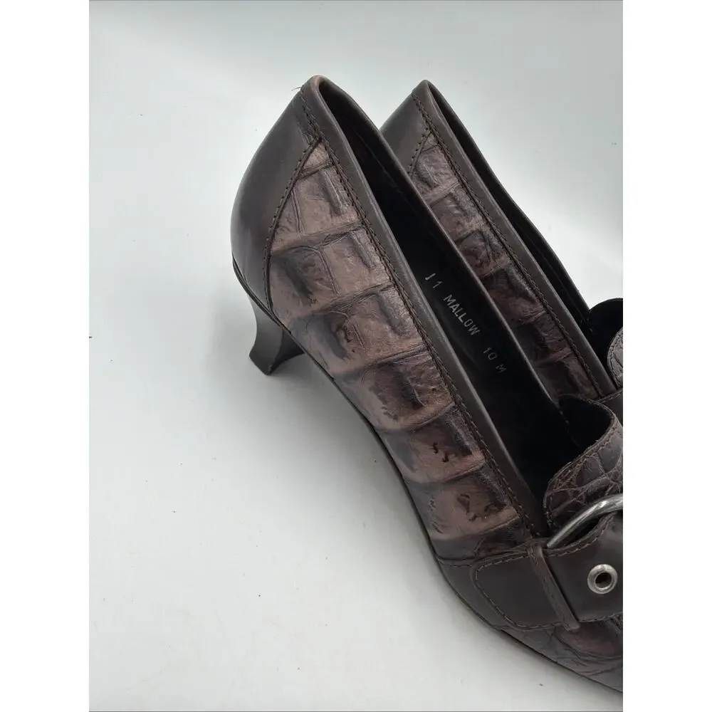 Donald Pliner Red Gator Leather Brown Shoe Heel 10 M